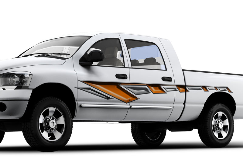 raley orange silver vinyl decal on the side of white truck